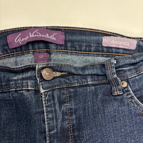 Gloria Vanderbilt Amanda Straight Leg Women's size 12P Dark Wash Blue Denim Jean - Picture 2 of 3
